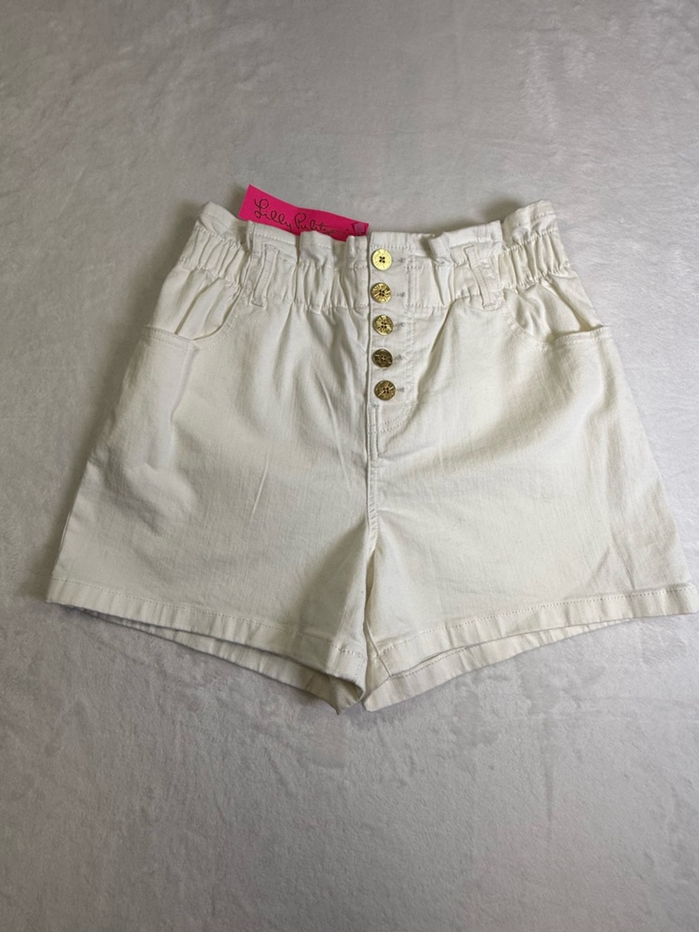 Lilly Pulitzer Neva White High-Waist Ruffled Button-Front Shorts NWT - Picture 4 of 7